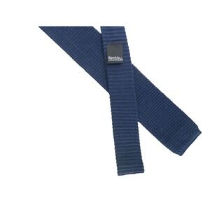 VTG Wembley Mens Knit Tie Navy Blue Cotton Square End Skinny Woven Textured 48x2